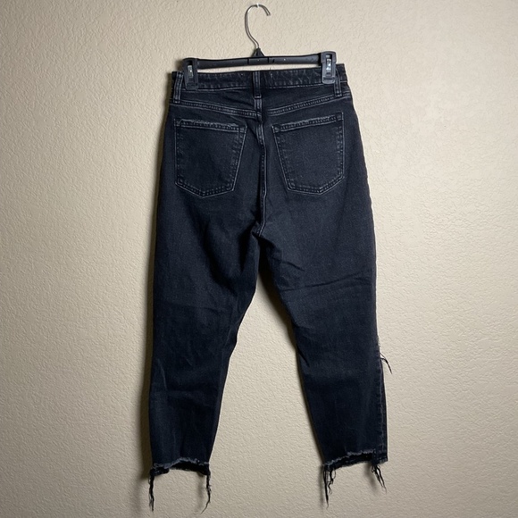 Abercrombie & Fitch The Mom High Rise Distressed High Waisted Black Denim Jeans - Picture 2 of 8